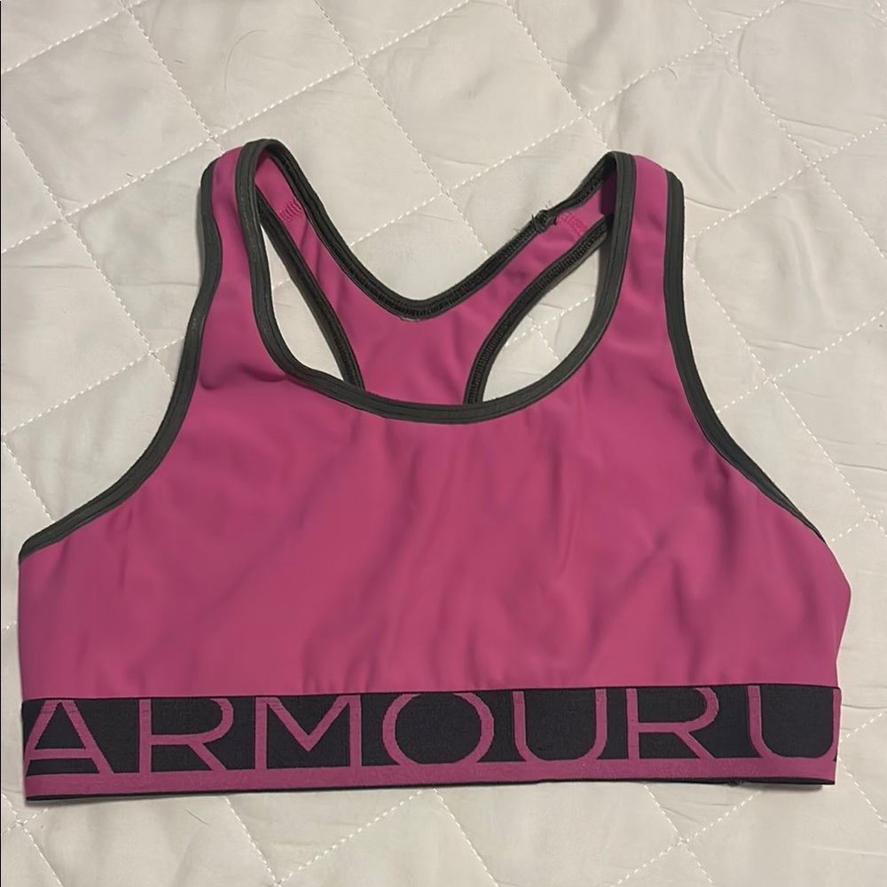 Under Armour Pink and Black Sports Bra Compression Fit